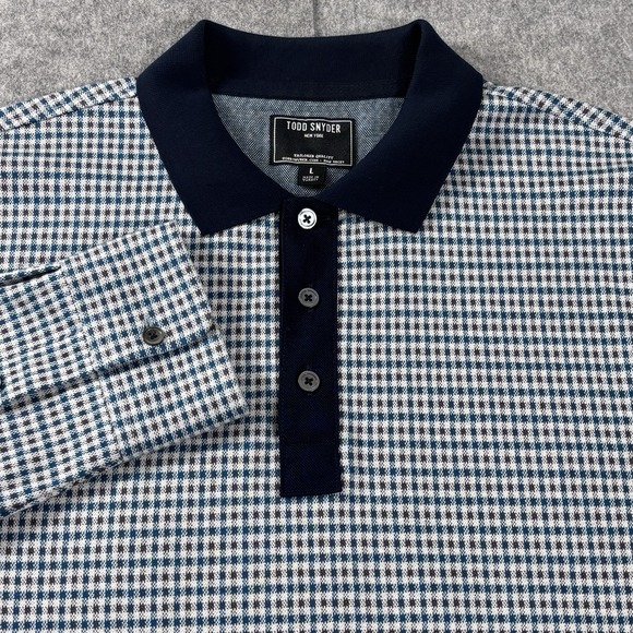 Todd Snyder Other - Todd Snyder Long Sleeve Sweater Polo Knit Shirt Men's Size L Micro Check Cotton